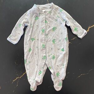 Hanna Andersson Gray and Green Frog Print Footie